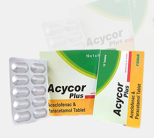 Acycor Plus (Aceclofenac + Paracetamol) tab