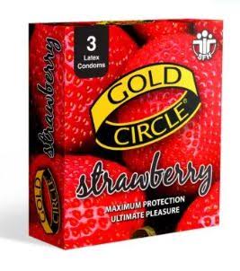 Gold circle strawberry condom