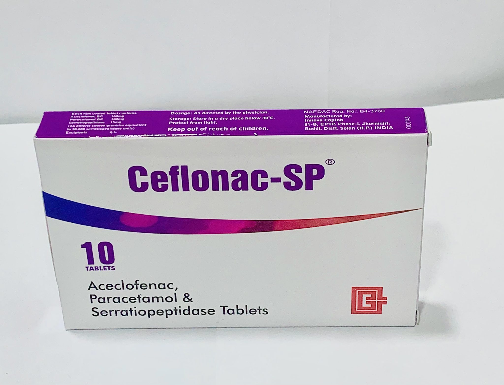 Ceflonac-SP tab (Aceclofenac+PCM+Serratiopeptidase)